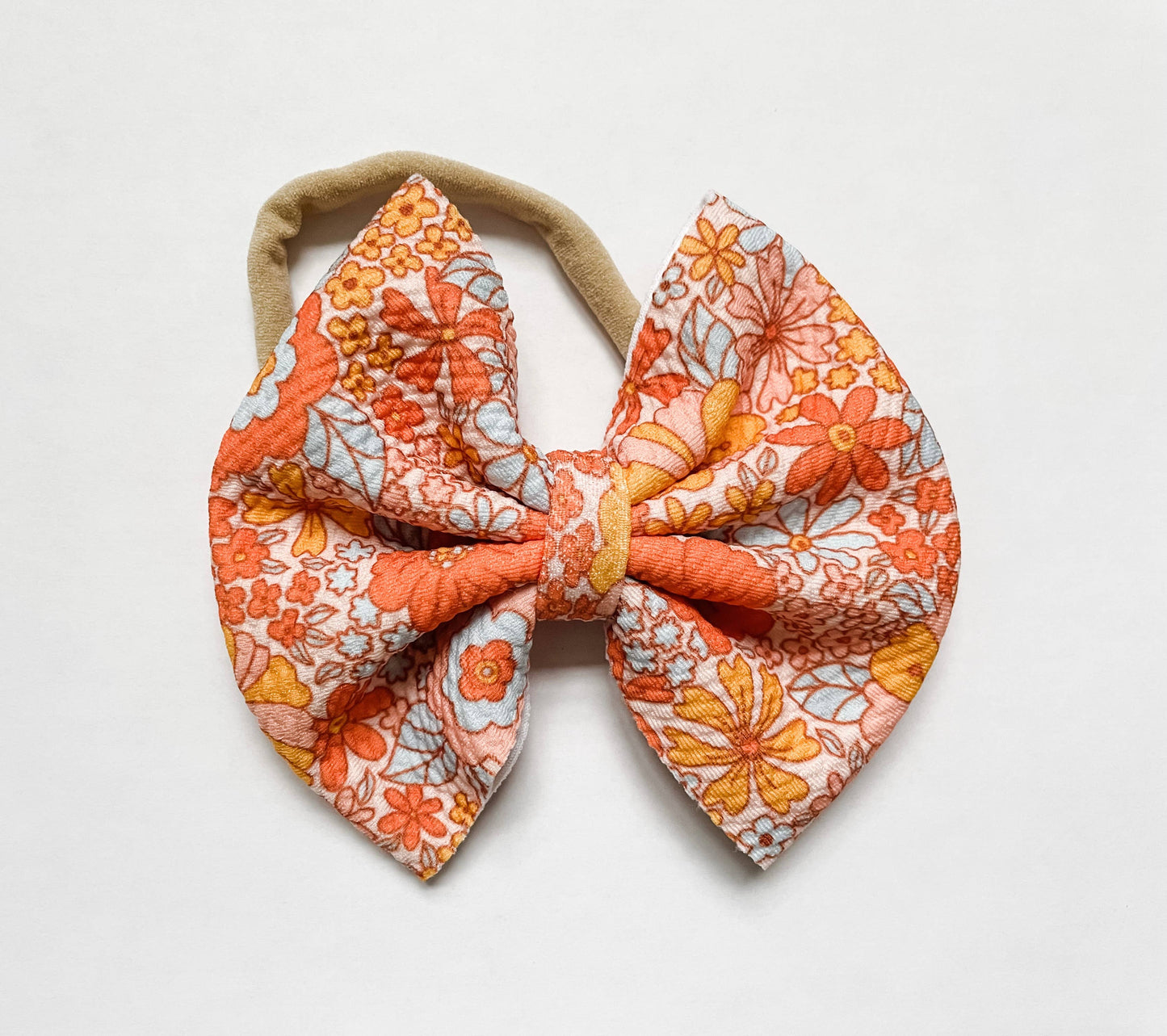 Boho + Babe - Baby Bow Headband - Orange Floral