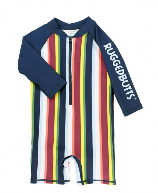 Ruggedbutts / RuffleButts - Sunset Stripe Rash Guard Bodysuit