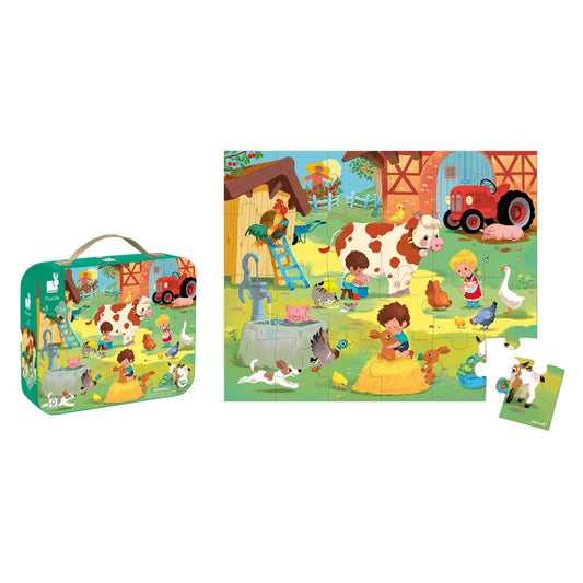 Janod - Puzzle - a Day at the Farm - 24 Pcs