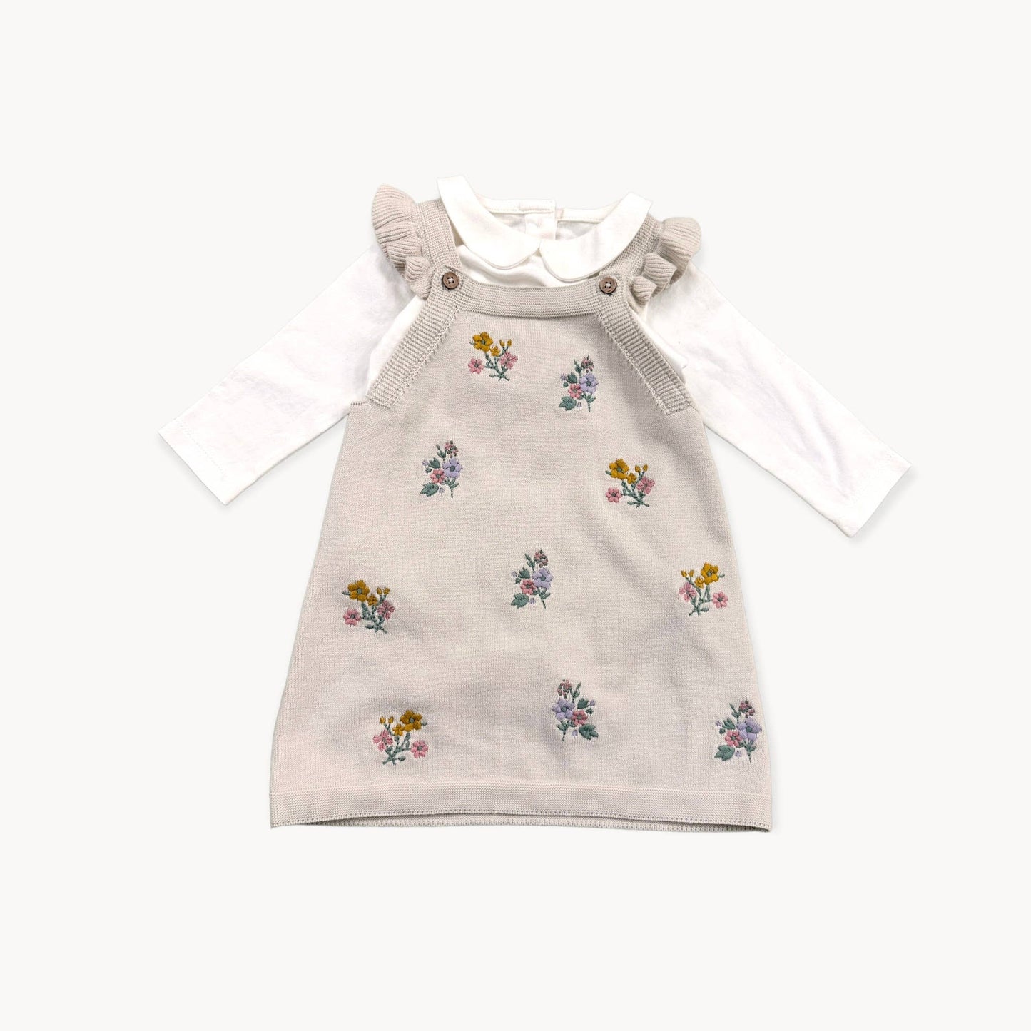 Viverano Organics - Floral Embroidered Tunic Baby Knit Dress Set