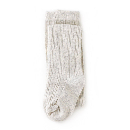 Little Stocking Co. - Heathered Ivory Cable Knit Tights