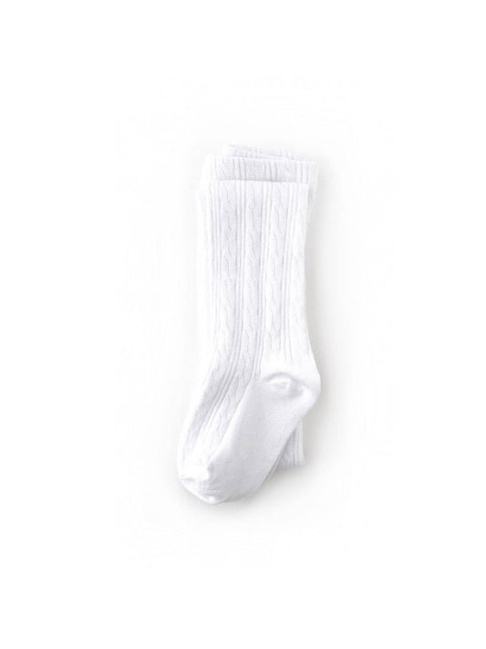 Little Stocking Co. - White Cable Knit Tights