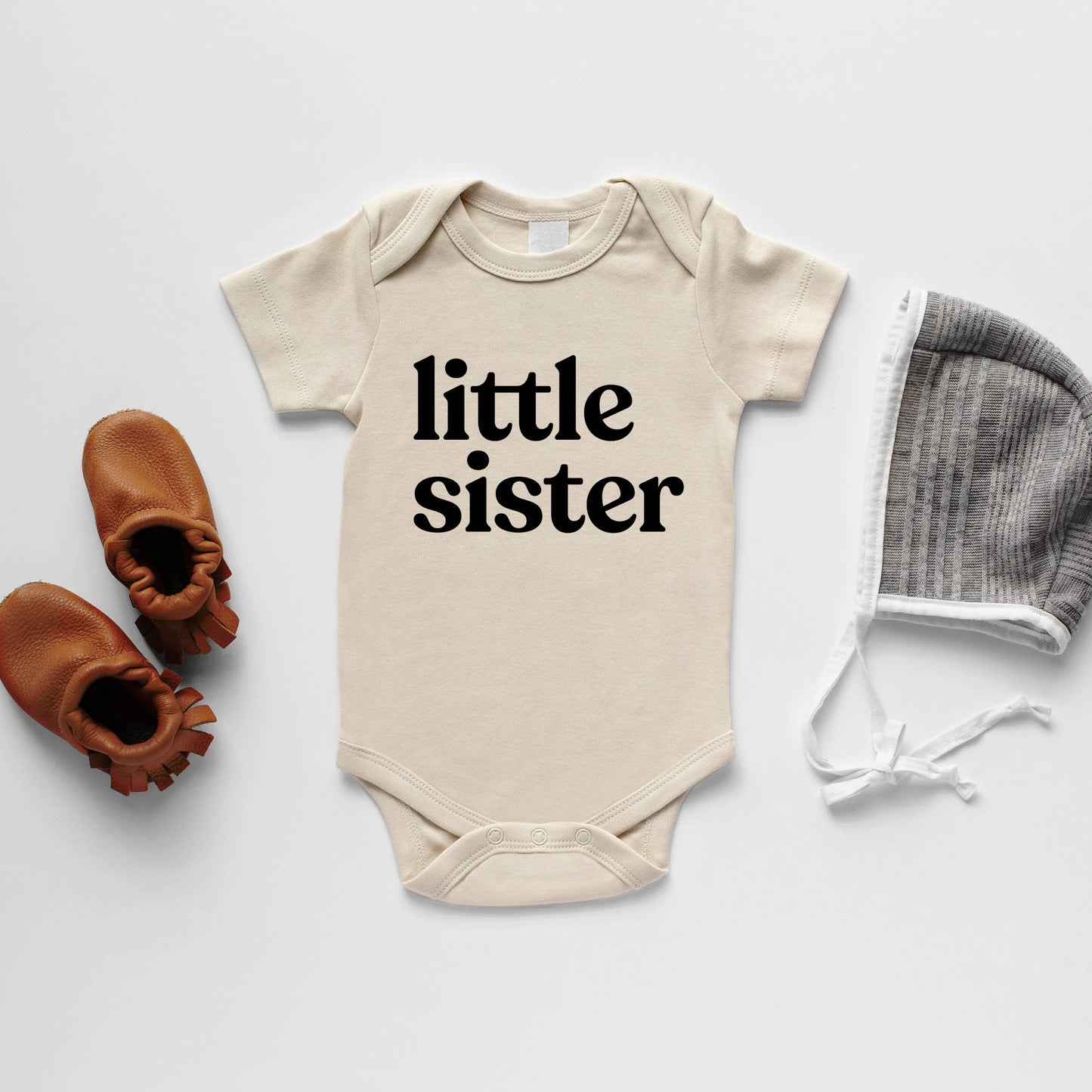 Gladfolk - Cream Organic Little Sister Baby Bodysuit