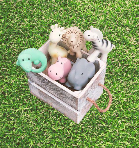 Tikiri - Hippo Organic Natural Rubber Rattle, Teether & Bath Toy