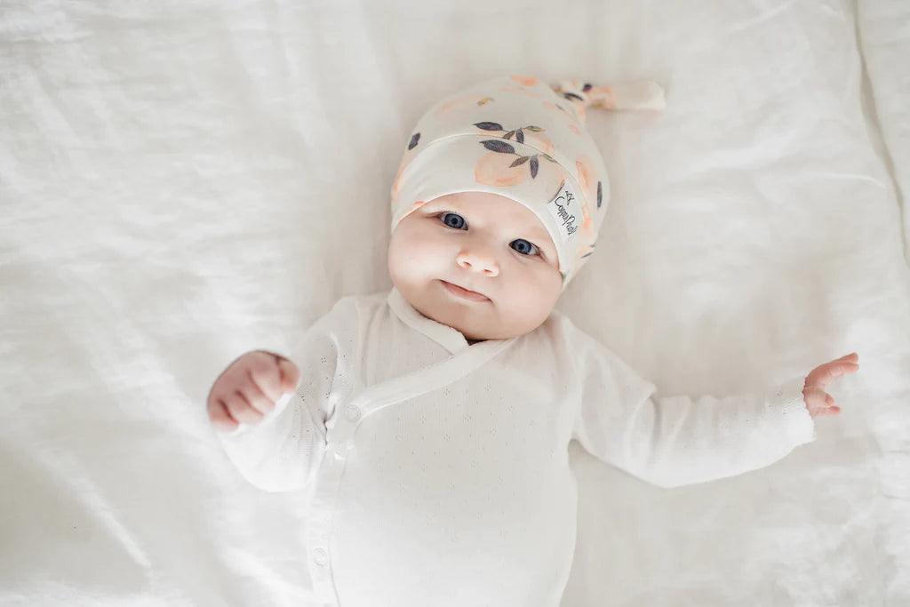 Copper Pearl - Top Knot Hats (Multiple Patterns) (0-4 months)