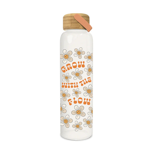 Studio Oh! - Grow with the Flow Glass Water Bottle with Bamboo Lid