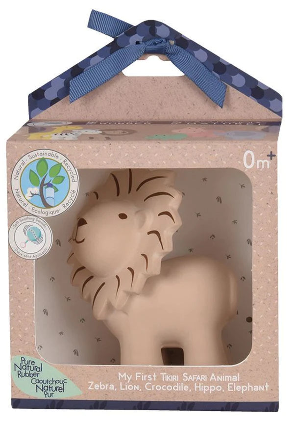 Tikiri - Lion Organic Natural Rubber Rattle, Teether & Bath Toy