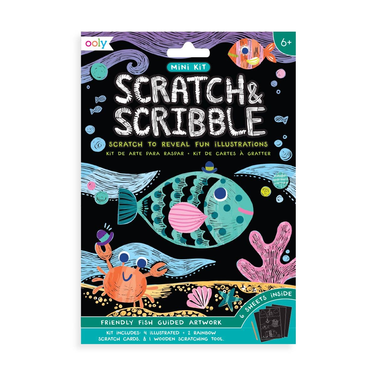 Ooly - Mini Scratch & Scribble Art Kit: Friendly Fish