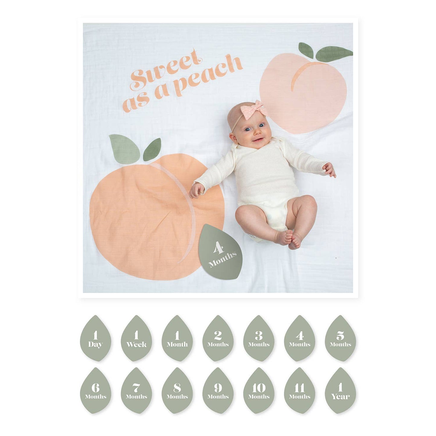 Lulujo - Baby's 1st Year Swaddle & Milestone Cards - Sweet as a Peach