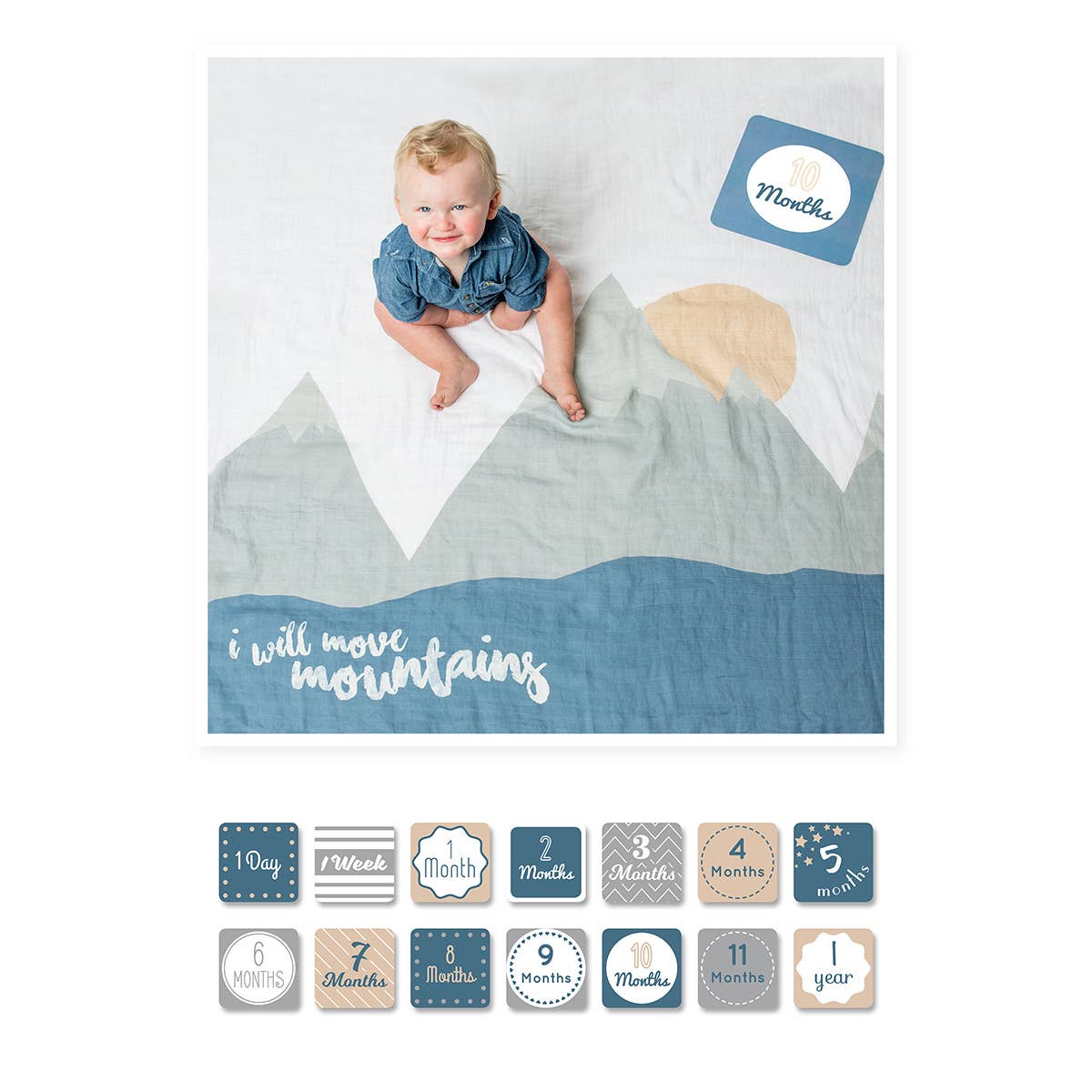 Lulujo - Baby's 1st Year Swaddle & Milestone Cards - Move Mountains