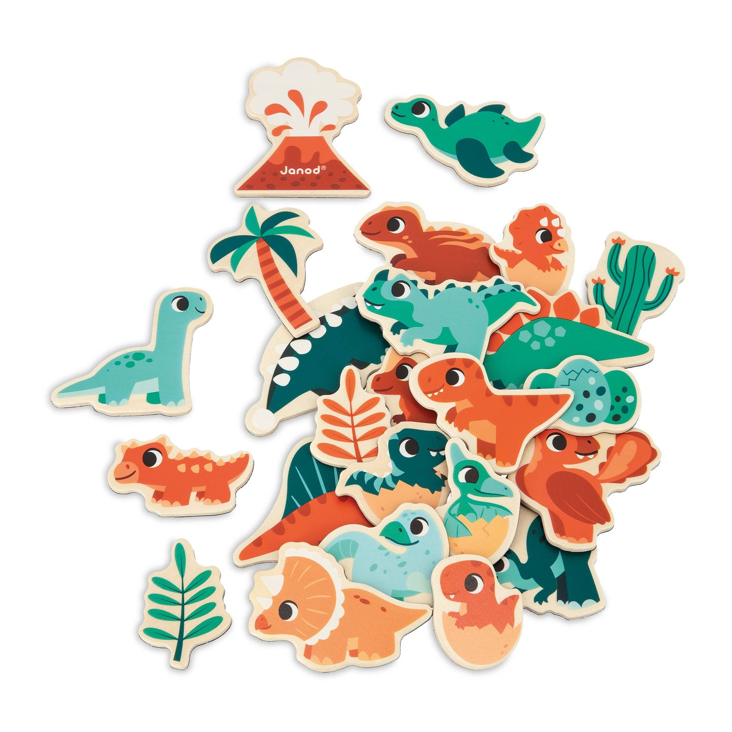 Janod - Set of Magnets - Dino - 24 Pieces